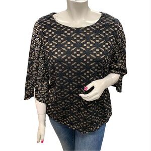 TanJay Black and Tan Lace Top Size L